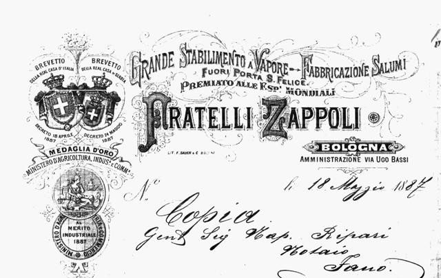 Grande Stabilimento a Vapore Fratelli Zappoli - Carta intestata - Pubbl. per gentile concessione Zappoli Thyrion