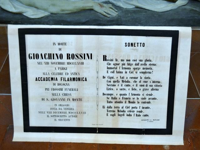 Sonetto in previsione delle onoranze funebri di Rossini a Bologna - Mostra "Rossinissimo" - Lugo - 2018
