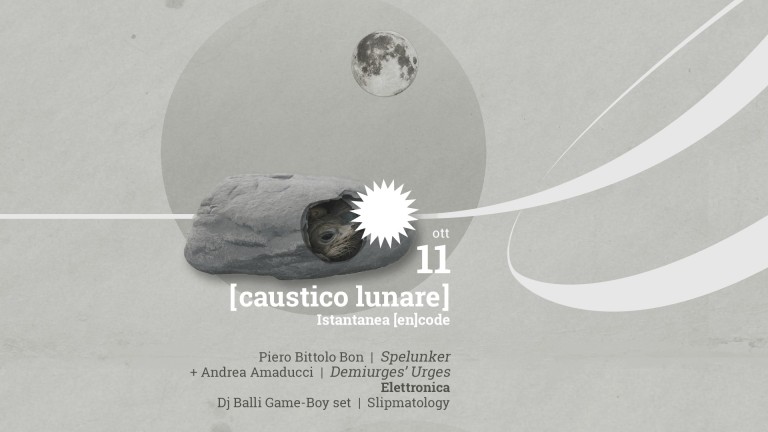 copertina di Caustico Lunare | Spelunker + Andrea Amaducci live [+ Dj Balli sets]