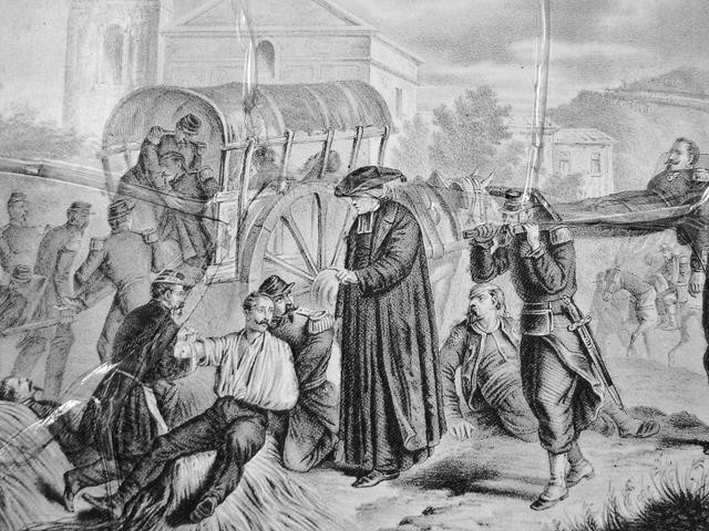 Il soccorso dei feriti durante la battaglia di Solferino