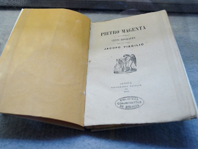Pubblicazione sulla vita del prefetto Magenta - Fonte: Mostra "Ai tempi della Balla Grossa" - Archiginnasio (BO) - 2017