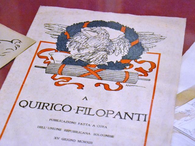 "A Quirico Filopanti" - ill. di A. Majani - Mostra: "Budrio ricorda Augusto Majani (Nasica)"  - Budrio - 2019