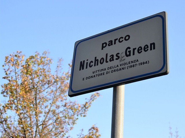 Parco Nicholas Green - Cartello all'ingresso