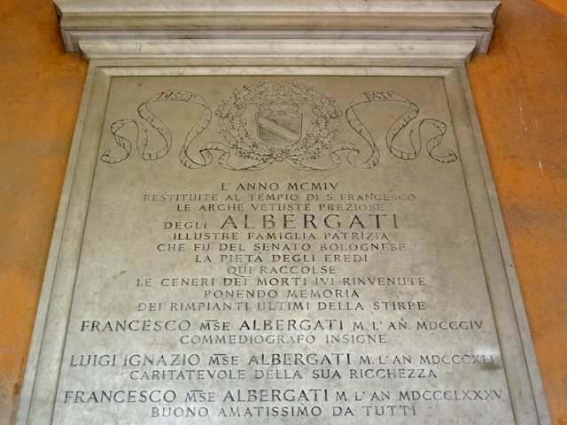 La tomba che custodisce le ceneri di Francesco Albergati Capacelli alla Certosa (BO)