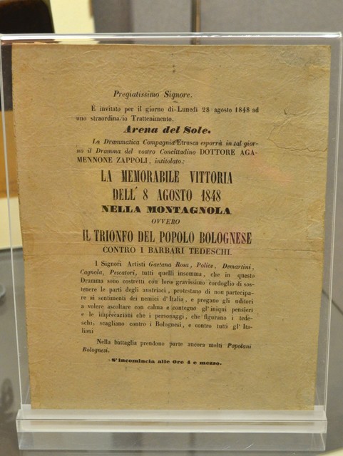 Invito per la recita del "Trionfo del Popolo Bolognese" - Museo del Risorgimento (BO)