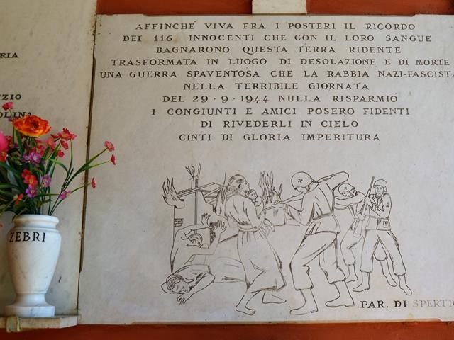 Chiesa di Sperticano - Lapide a memoria delle vittime della strage del 29 settembre 1944 - part.