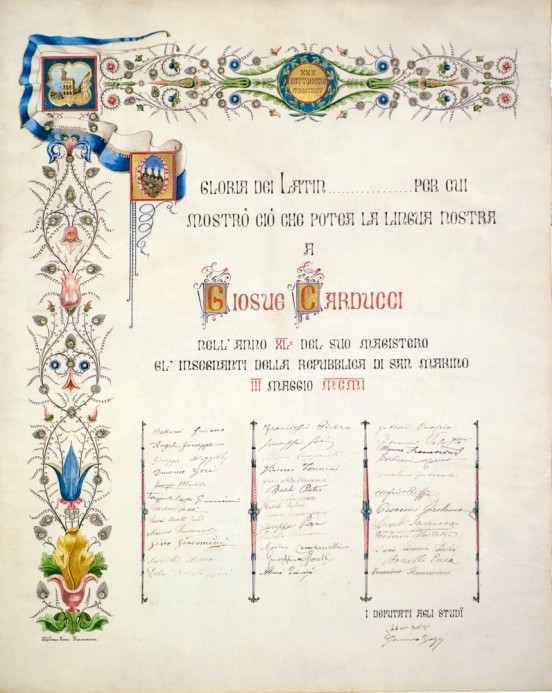 C. Raffi, Per il 40° anno di insegnamento dalla Repubblica di S. Marino, 1901