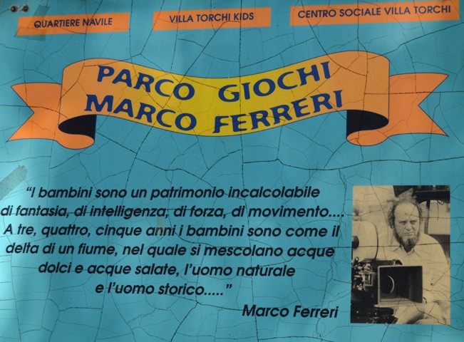 L'insegna del parco Ferreri a Corticella (BO)