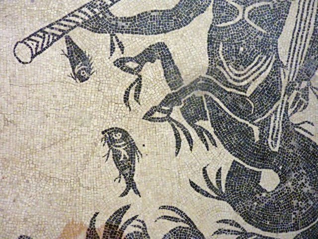 Mosaico con tritone rinvenuto nel 1831 - particolare - Museo Civico Archeologico (BO)