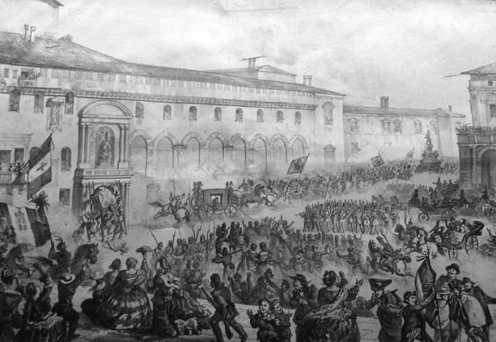 La partenza degli Austriaci da Bologna il 12 giugno 1859 - stampa del Museo del Risorgimento (BO)