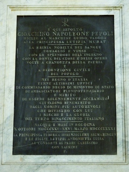 Lapide di G.N. Pepoli alla Certosa (BO)