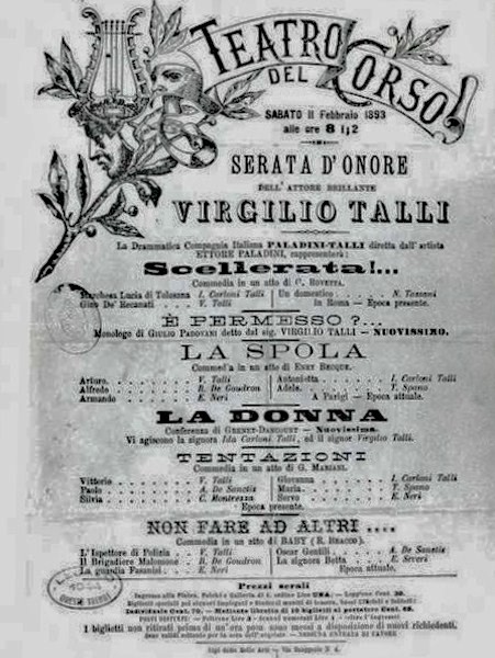 Locandina del Teatro del Corso - 1893 - Archivio fotografico: Fondazione Cineteca di Bologna